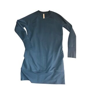 Athleta Teal Crewneck Sweatshirt Dress Pocket Long Sleeve Athleisure ST Tall
